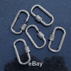 Natural Pave Diamond Carabiner Clasp Finding 925 Solid Silver Lock Jewelry GIFTS