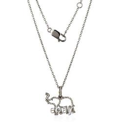 Natural Pave Diamond Elephant Necklace 925 Sterling Silver Jewelry Gift her