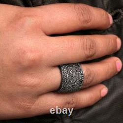 Natural Pave Diamond Ring Band Ring 925 Sterling Silver Jewelry Gift For Wife