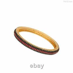 Natural Pave Diamond & Ruby Gemstone Bangle, 925 Sterling Silver Jewelry, Gift SS