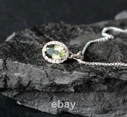 Natural Peridot With Diamond 925 Sterling Silver Jewelry Gift For Girls