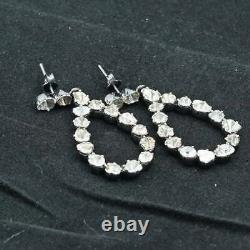 Natural Polki Diamond Earrings 925 Sterling Silver Fine Jewelry Gift For Her SE