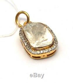Natural Polki Diamond Handmade Pendant Sterling Silver Jewelry Christmas Gift