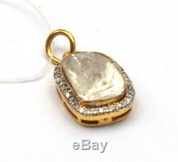 Natural Polki Diamond Handmade Pendant Sterling Silver Jewelry Christmas Gift