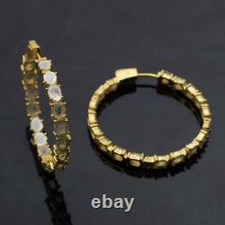 Natural Polki Diamond Hoop Earrings 925 Sterling Silver Jewelry Gift