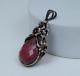 Natural Rhodonite Gemstone Drop Pendant 925 Silver Rose Gold Plated Jewelry Gift