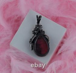 Natural Rhodonite Gemstone Drop Pendant 925 Silver Rose Gold Plated Jewelry Gift