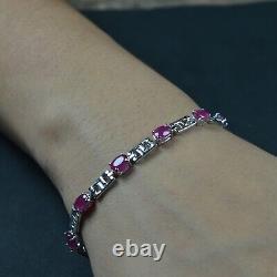 Natural Ruby Gemstone 925 Sterling Silver Bracelet Fine Jewelry Gift for Her