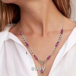 Natural Ruby Gemstone Necklace White Topaz 925 Sterling Silver Jewelry XMAS GIFT