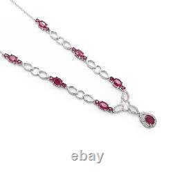 Natural Ruby Gemstone Necklace White Topaz 925 Sterling Silver Jewelry XMAS GIFT