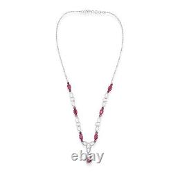 Natural Ruby Gemstone Necklace White Topaz 925 Sterling Silver Jewelry XMAS GIFT