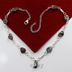 Natural Shungite Necklace 925 Sterling Silver Handmade Jewelry Women's Gift 18