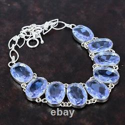 Natural Tanzanite Quartz 925 Sterling Silver Wedding Gift Chain Necklace Jewelry