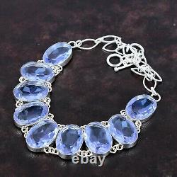 Natural Tanzanite Quartz 925 Sterling Silver Wedding Gift Chain Necklace Jewelry