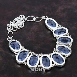 Natural Tanzanite Quartz 925 Sterling Silver Wedding Gift Chain Necklace Jewelry