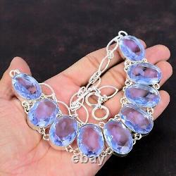 Natural Tanzanite Quartz 925 Sterling Silver Wedding Gift Chain Necklace Jewelry