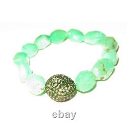 Natural Tsavorite Gemstone Beads 925 Silver Stretchable Bracelet Jewelry Gift