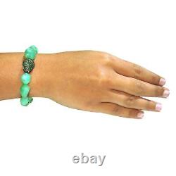 Natural Tsavorite Gemstone Beads 925 Silver Stretchable Bracelet Jewelry Gift