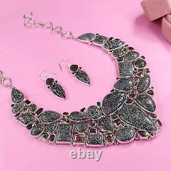 Natural Utah Agate With Multistone 925 Sterling Silver Necklace Set Women Gift