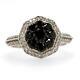 Natural White Black Diamond Pave Engagement 925 Silver Ring Jewelry Gift