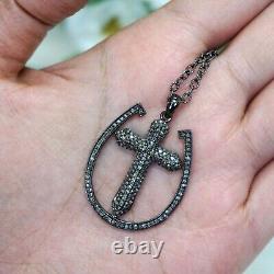 Natural pave Diamond 925Sterling Silver pendent fine gift for girlfriend Jewelry