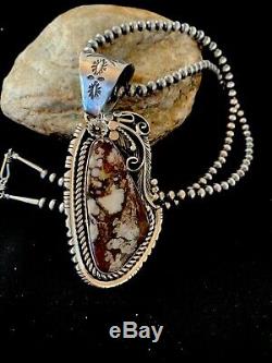 Navajo American Sterling Silver Crazy Horse Turquoise Necklace Pendant 2998 Gift