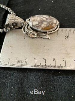 Navajo American Sterling Silver Crazy Horse Turquoise Necklace Pendant 4313 Gift