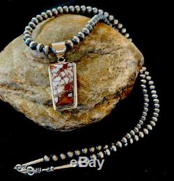 Navajo American Sterling Silver Crazy Horse Turquoise Necklace Pendant Gift 4216