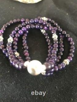 Navajo Indian Purple Sugilite Bead Sterling Silver Bracelet Gift