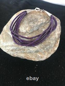 Navajo Indian Purple Sugilite Heishi Sterling Silver Bracelet Gift 6.5