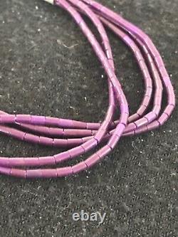 Navajo Indian Purple Sugilite Heishi Sterling Silver Bracelet Gift 6.5