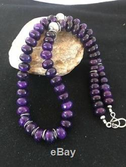 Navajo Indian Purple Sugilite Turquoise Bead Sterling Silver Necklace Gift I
