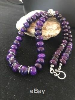 Navajo Indian Purple Sugilite Turquoise Bead Sterling Silver Necklace Gift I