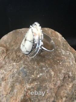 Navajo Indian Sterling Silver Crazy Horse Turquoise Ring Yazzie Sz 8.5 Gift21