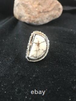Navajo Indian Sterling Silver Crazy Horse Turquoise Ring Yazzie Sz 8.5 Gift21