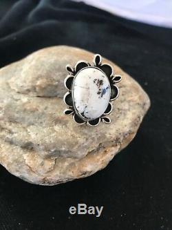 Navajo Indian Sterling Silver White Buffalo Turquoise Ring Sz 5 Yazzie Gift 1079