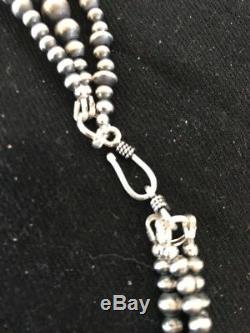 Navajo Pearls Native American Sterling Silver Necklace Gift 3 Strand Removable