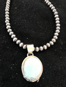 Navajo Pearls Sterling Silver DRY CREEK Turquoise Necklace PENDANT Gift 1251