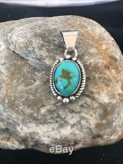 Navajo Pearls Sterling Silver Turquoise #8 Necklace Pendant Yazzie Gift 1146
