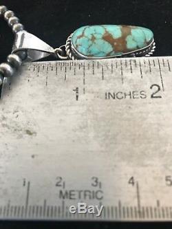 Navajo Pearls Sterling Silver Turquoise #8 Necklace Pendant Yazzie Gift 8405 Men