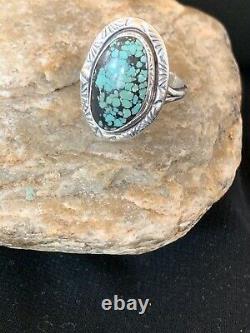 Navajo Spider Web Turquoise Ring Set Sterling Silver Size 9 Gift 2734