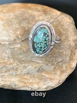 Navajo Spider Web Turquoise Ring Set Sterling Silver Size 9 Gift 2734