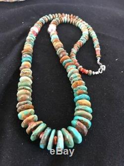 Navajo Sterling Silver Blue Green Turquoise Spiny Oyster Necklace Gift 28