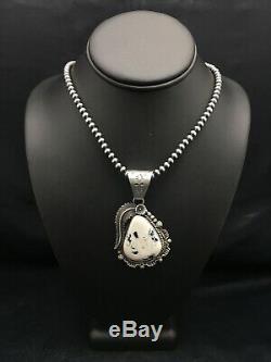 Navajo Sterling Silver White Buffalo Turquoise Necklace Pendant 1039 Gift Sale