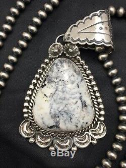 Navajo Sterling Silver White Buffalo Turquoise Necklace Pendant 3181 Xmas Gift S
