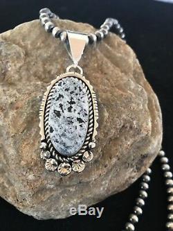 Navajo Sterling Silver White Buffalo Turquoise Necklace Pendant Yazzie Gift 1263
