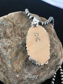 Navajo Sterling Silver White Buffalo Turquoise Necklace Pendant Yazzie Gift 1263