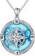 Necklace Blue Compass Pendant Necklace Jewelry Gift For Anniversary Birthday 18