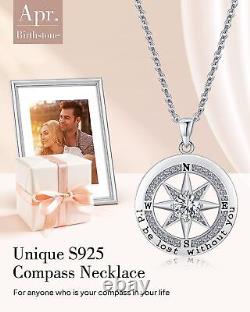 Necklace Gift for Wife Compass Jewelry Women Wedding Anniversary Sterling Silver