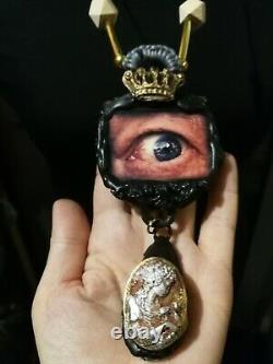 Necklace talisman amulets pendant black goat gothic victorian jewelry eagle bird